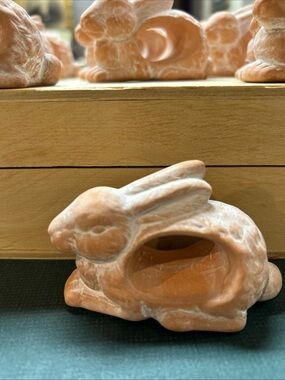 Vintage Napkin Rings Terracotta Bunny Rabbit Lot Of 14